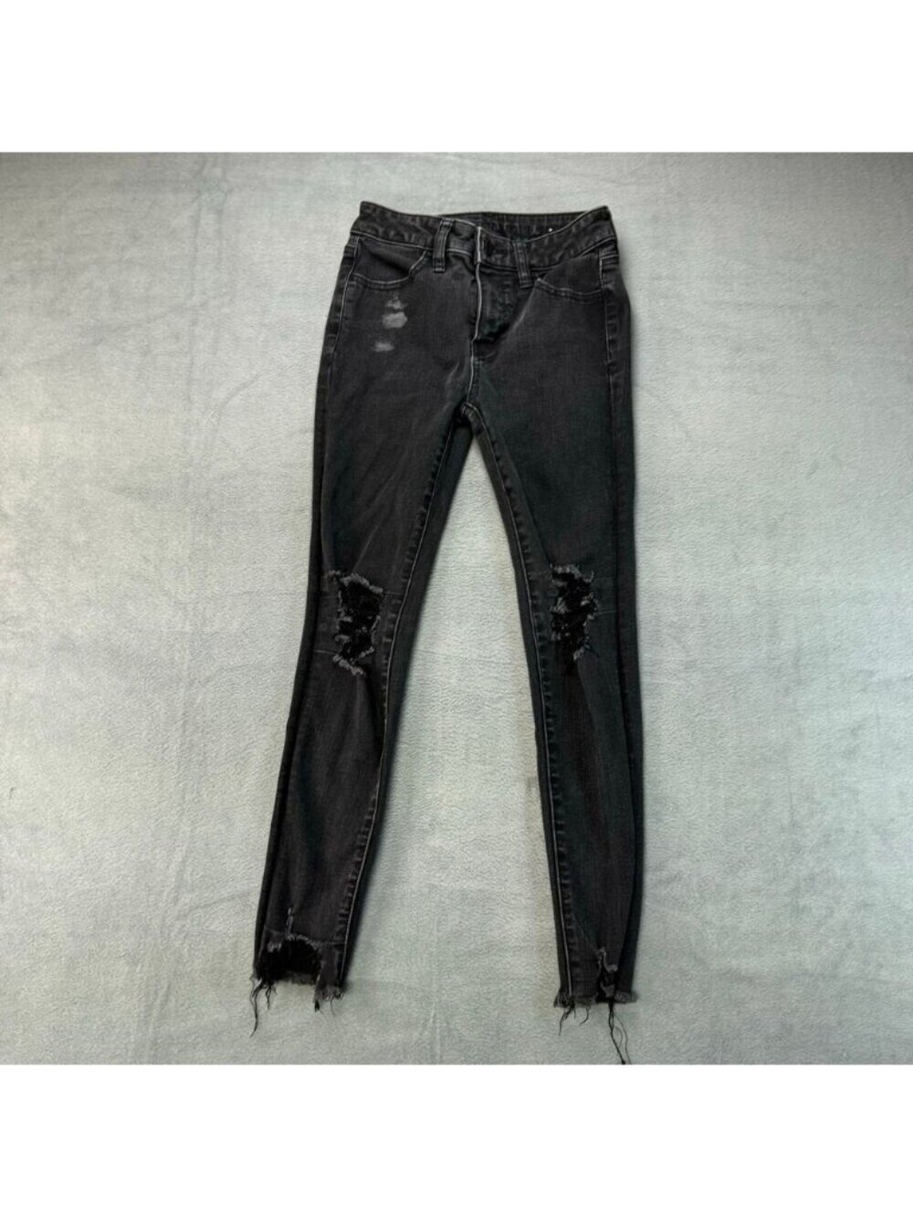 American Eagle Womens Size 00 Short Stretch High Rise Skinny Black Denim‎ Jeans